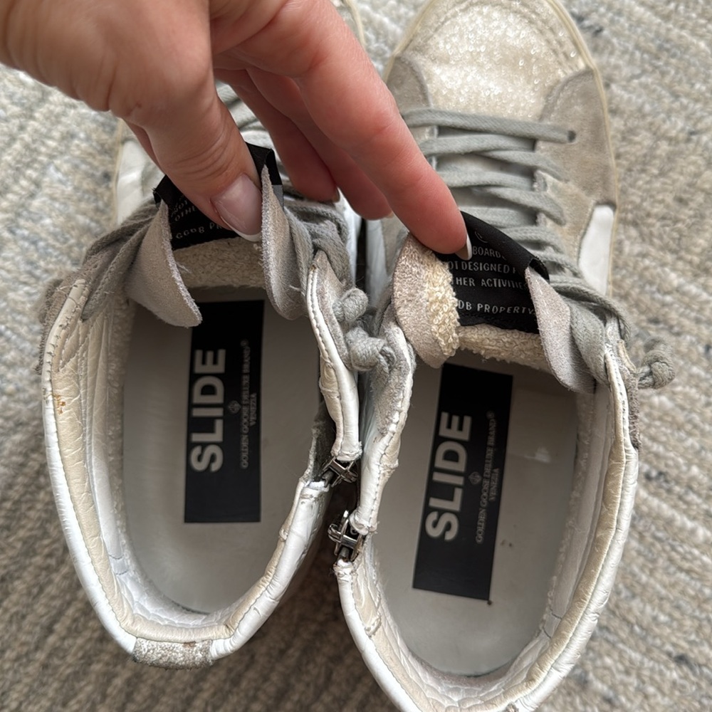 Golden Goose White & Gray High-Top Sneakers - Picture 6 of 6
